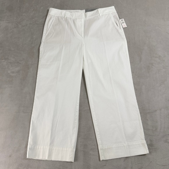 Talbots Pants - Talbots Wide Crop Pants Womens 8 White Wide Leg Cropped Trousers New